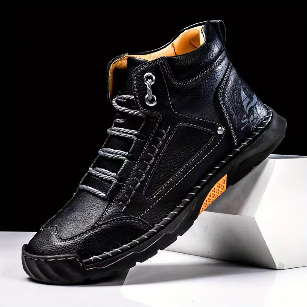 Men's Casual Leather Handmade Non-slip Arch Support Loafers