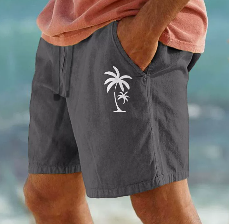Summer Shorts with Palm Embroidery