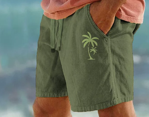 Summer Shorts with Palm Embroidery