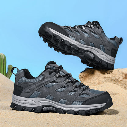 Men's Outdoor Hiking Shoes – Breathable Waterproof Low-Cut Walking Shoes with Non-Slip Traction, Abrasion-Proof Build & Orthopedic Wide Toe Arch Support