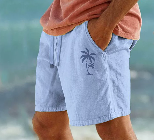 Summer Shorts with Palm Embroidery