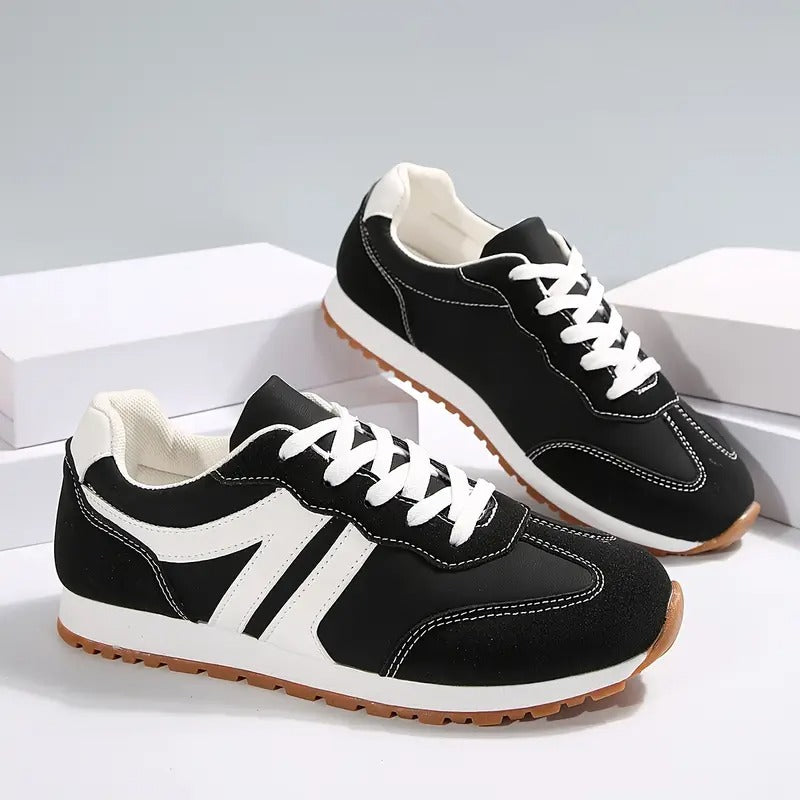 Solid Color Low Top Lace-up Sneakers