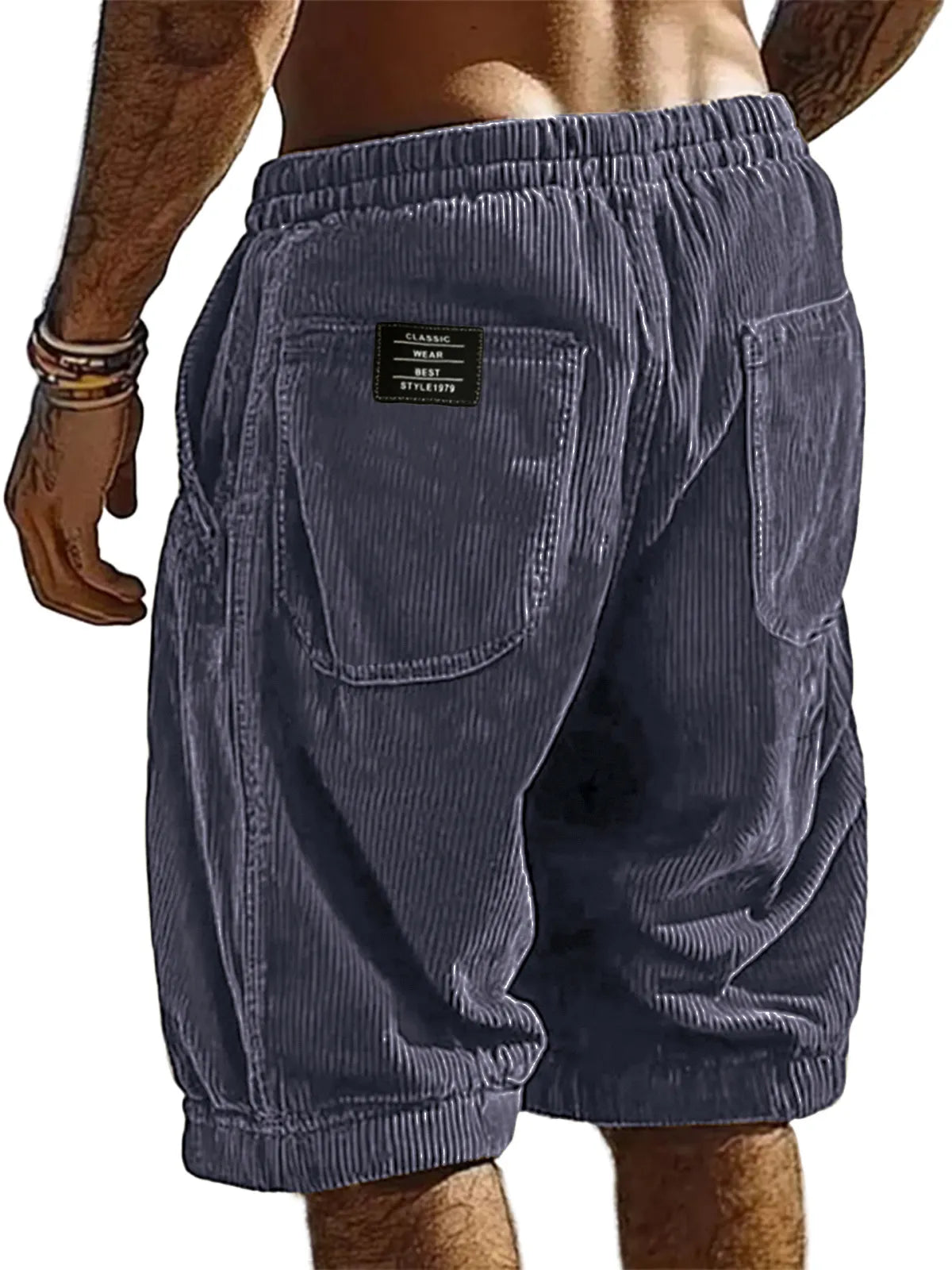 Men's Resort Stylish Corduroy Multi-Pocket Classic Embroidered Label Shorts