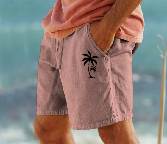 Summer Shorts with Palm Embroidery