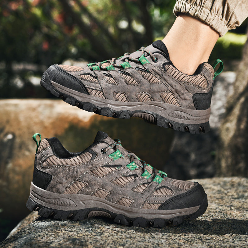 Men's Outdoor Hiking Shoes – Breathable Waterproof Low-Cut Walking Shoes with Non-Slip Traction, Abrasion-Proof Build & Orthopedic Wide Toe Arch Support