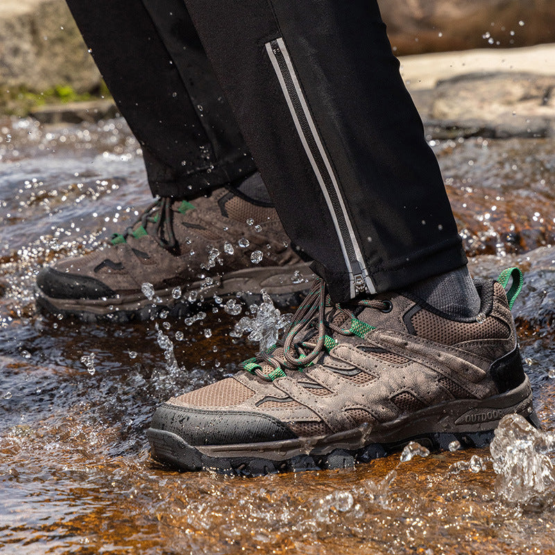 Men's Outdoor Hiking Shoes – Breathable Waterproof Low-Cut Walking Shoes with Non-Slip Traction, Abrasion-Proof Build & Orthopedic Wide Toe Arch Support