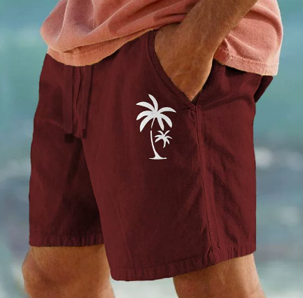 Summer Shorts with Palm Embroidery