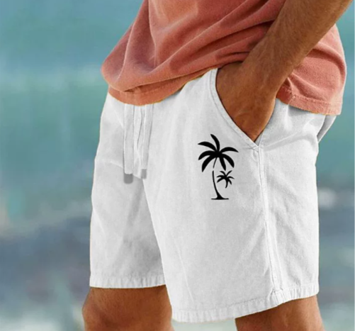 Summer Shorts with Palm Embroidery